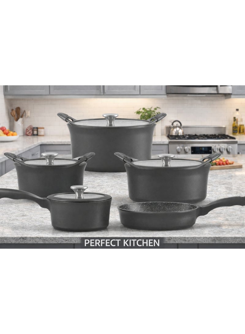 PERFECT KITCHEN 9-PCS COOKWARE Set BLACK - Image 2